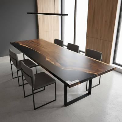 Mesa de comedor Black Water River madera real mesa de río 265x100 mesas