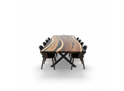 Conferencia discusión Mesa fluvial Madera real Maciza Resina epoxi Mesas