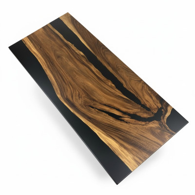 Mesa de comedor Black River Table de madera real 220x95 Mesas de resina epoxi Nueva
