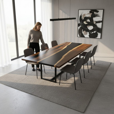 Epoxi resonancia mesa de comedor de madera maciza de verdad muebles de mesa de resina de agua 200x90 Nuevo.