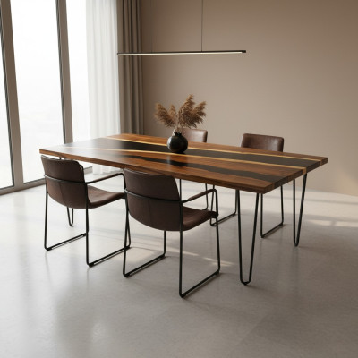 Epoxi resonancia mesa de comedor de madera maciza de verdad muebles de mesa de resina de agua 200x90 Nuevo.