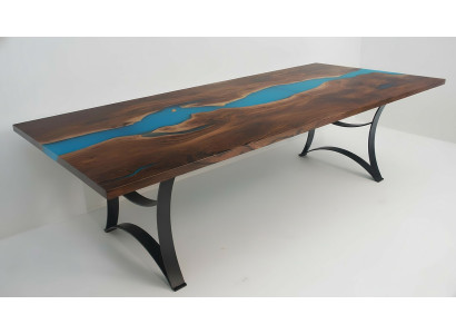 Mesa de comedor de resina de epoxi, madera maciza de epoxi, muebles masivos, mesa de epoxi, nueva de agua.