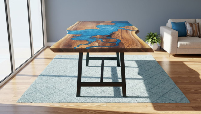 Mesa de resina epoxi de cascada, mesa de resina epoxi de madera real, muebles macizos de madera, mesa de resina epoxi nueva.