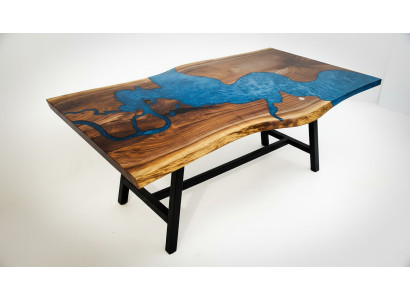 Mesa de resina epoxi de cascada, mesa de resina epoxi de madera real, muebles macizos de madera, mesa de resina epoxi nueva.