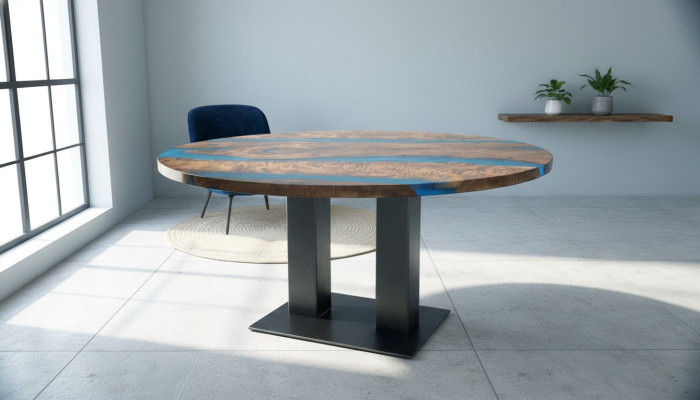 Mesa de comedor maciza Mesa redonda de resina epoxi Muebles para mesas de río de cascada de resina epoxi