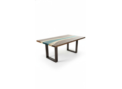 Mesa de comedor de resina epoxi de mesa hecha de madera de epoxy real de diseño masivo 240x100