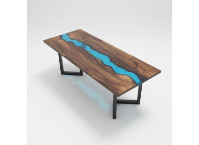 Epoxi Resina Mesa de río Madera maciza real Azul Agua Mesa Epoxy Muebles Nuevos