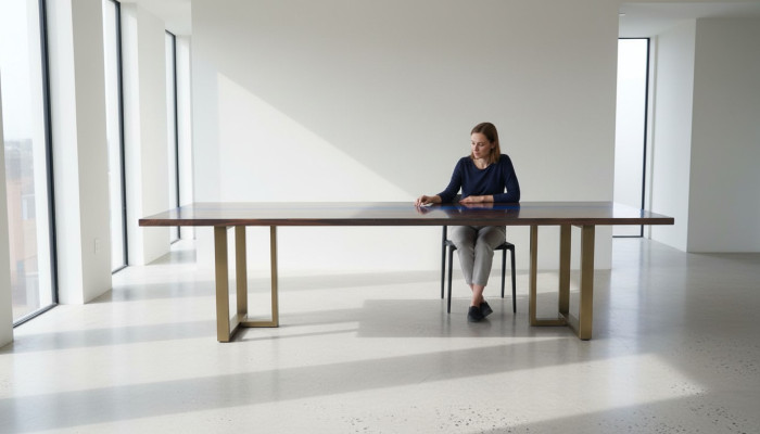 Mesa de resina epoxi, mesa de comedor de madera real, muebles macizos de resina epoxi de cascada de agua