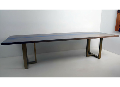Mesa de resina epoxi, mesa de comedor de madera real, muebles macizos de resina epoxi de cascada de agua