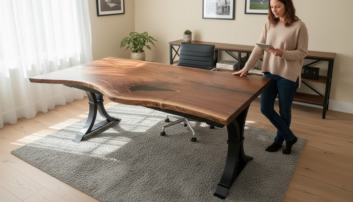 mesa de comedor de resina epoxi, muebles de madera maciza reales, mesa de epoxy de cascada 200x90 nueva