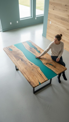 Mesa de comedor Diseño Mesa Mesas modernas Mar Océano Río Muebles 200x90 Resina epoxi