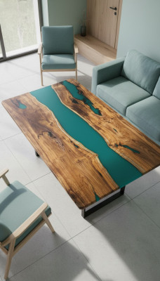 Mesa de comedor Diseño Mesa Mesas modernas Mar Océano Río Muebles 200x90 Resina epoxi