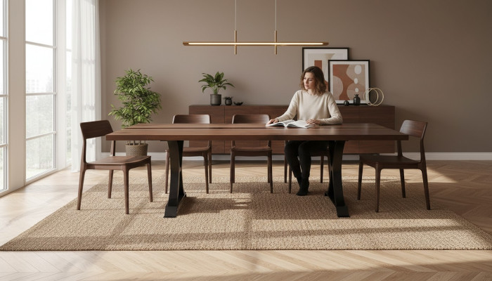 Epoxi Resina Mesa de Comedor Madera Real Muebles Macizos Mesa de Epoxy en Cascada 240x100cm