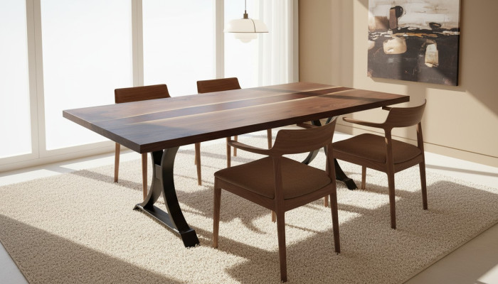 Epoxi Resina Mesa de Comedor Madera Real Muebles Macizos Mesa de Epoxy en Cascada 240x100cm