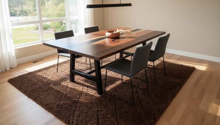Mesa de comedor de resina epoxi de madera real, muebles macizos de mesa de epoxy nuevo.