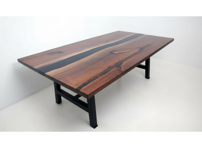 Mesa de comedor de resina epoxi de madera real, muebles macizos de mesa de epoxy nuevo.