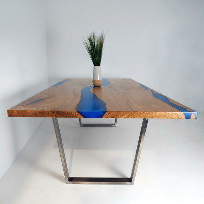 Mesas Mesa de comedor Mesa de diseño moderno Mar Mobiliario de río 220x90 Resina epoxi Océano