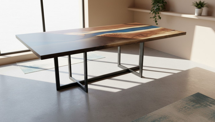 Mesa de comedor Mesa de diseño Resina Mesas modernas Mar Océano Río Muebles 220x90 Epoxi
