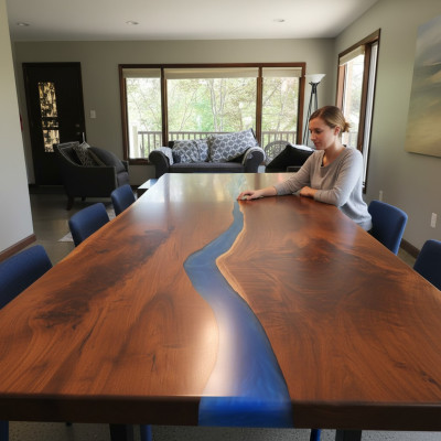 Mesa de comedor Diseño Mesa Mesas modernas Mar Río Océano Muebles 220x90 Resina epoxi