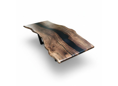 Mesa de comedor de resina epoxi madera real muebles macizos mesa de resina de epoxi con cascada de resina para mesa.