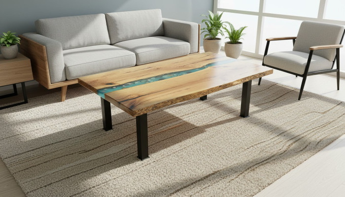Mesa auxiliar Mesa de centro Muebles de resina epoxi Mesa de diseñador Mesa de resina epoxi 120x70cm