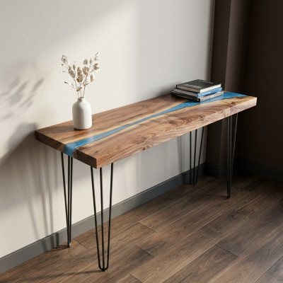 Mesa de consola Aparador Madera real Mesa de diseñador Resina epoxi Cascada Río