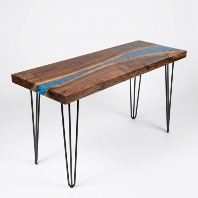 Mesa de consola Aparador Madera real Mesa de diseñador Resina epoxi Cascada Río