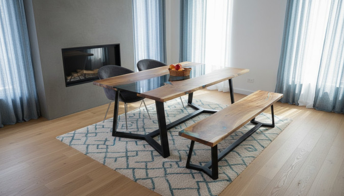 Diseño de mesa banco mesa de comedor mesa de cocina mesas de sala de estar bancos macizos 2 piezas nuevos