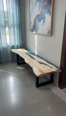 Epoxi resina mesa de comedor madera maciza muebles de resina de agua en cascada mesa de resina de 250x60cm
