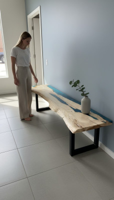 Mesa de consola auxiliar Mesa de resina Epoxi Cómoda Mesa de consola Mesas de pared Epoxi Nueva