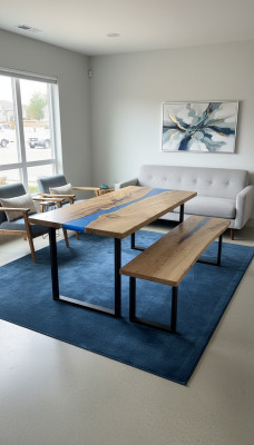 Mesa de diseño Banco Mesa de comedor Mesa de cocina Mesas de salón Madera maciza 2 piezas nuevas Bancos