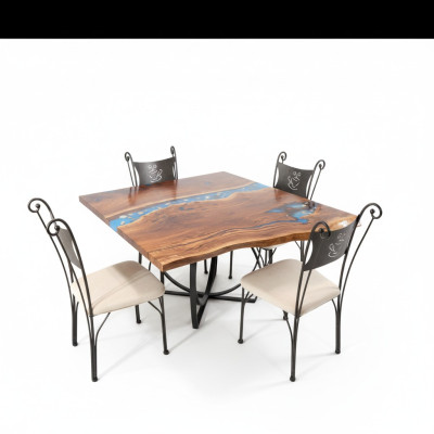 Fabricación a medida Mesa de resina epoxídica Río de resina epoxi Madera real Precio 1 metro cuadrado Mesas