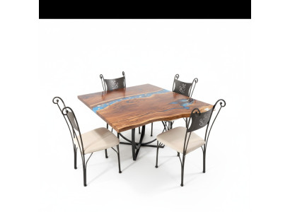 Fabricación a medida Mesa de resina epoxídica Río de resina epoxi Madera real Precio 1 metro cuadrado Mesas