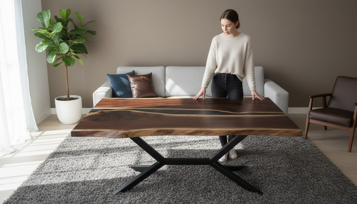 Resina epoxi a medida Mesa de resina epoxi madera real Precio 1 metro cuadrado Mesas