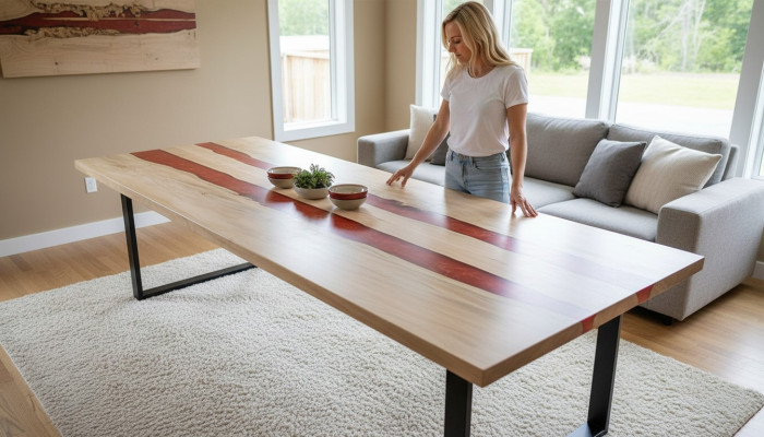 Epoxidharz Epoxy Río A la medida Mesa Madera real Precio 1mq Mesas Resina