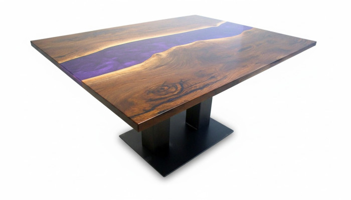 Mesa de resina epoxi de río de madera real Precio por metro cuadrado Mesas a medida