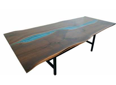 Mesa de la cascada de madera real, mesas de epoxi, mesa de resina de madera maciza con resina epoxi.