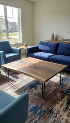 Río Mesas Mesa de comedor Diseño Mesa Moderna Mar Muebles 100x100 Resina epoxi Océano