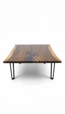 Río Mesas Mesa de comedor Diseño Mesa Moderna Mar Muebles 100x100 Resina epoxi Océano