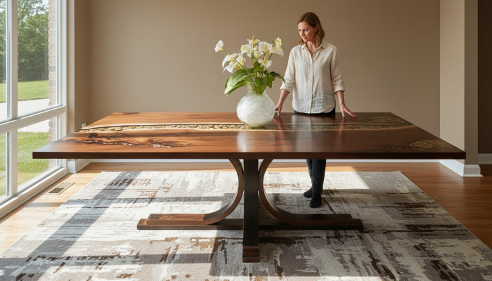 Madera real resina epoxi mesa a medida Río de epoxi Precio 1 metro cuadrado Mesas de resina