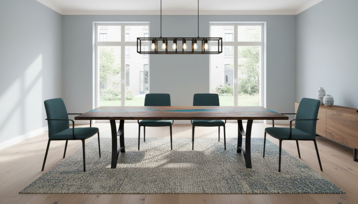 Fabricación a medida de mesa de resina epoxi de madera de río real Precio por 1 metro cuadrado de mesas