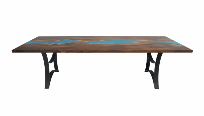 Fabricación a medida de mesa de resina epoxi de madera de río real Precio por 1 metro cuadrado de mesas