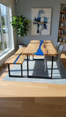Diseño mesa banco mesa de comedor mesa de cocina mesas de salón bancos macizos epoxi nuevos