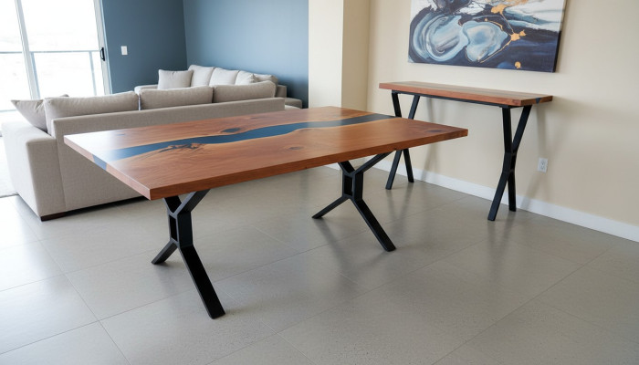Fabricación a medida Mesa de resina epoxi Epoxy Río Madera real Precio por metro cuadrado Tablas Resina