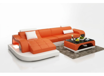 Sofá esquinero conjunto de sala de estar sofá de cuero sofá de diseñador sofá sofá silla sofá esquinero naranja