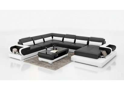 Sofá esquinero con tapizado en forma de U, moderna mesa de centro, sofá de estilo contemporáneo, nuevo conjunto de sala de estar.