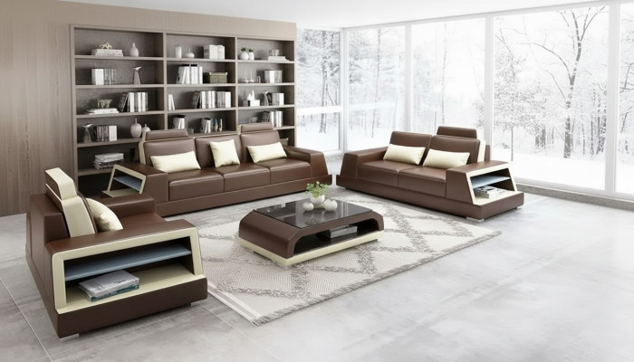 Conjunto de sofás 3-2-1 mesa de centro sofá de cuero sofá moderno sofá conjunto de salón.