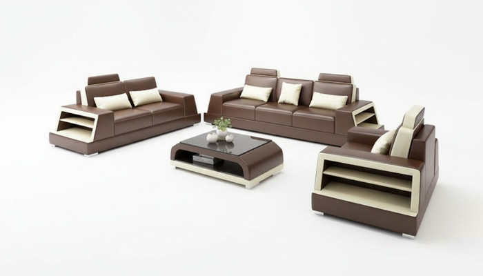 Conjunto de sofás 3-2-1 mesa de centro sofá de cuero sofá moderno sofá conjunto de salón.