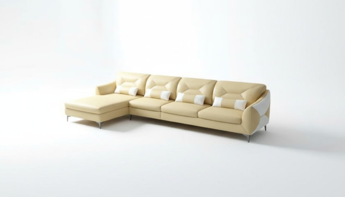 Sofá de cuero Sofá de diseñador Sofá de esquina de forma L Sofá moderno Sofá de cuero Sofá de esquina Acolchado