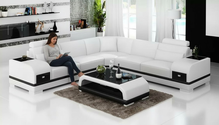 Diseño conjunto de cuero para sofás, esquineros, sofá tapizado, sofás de cuero, sala de estar.